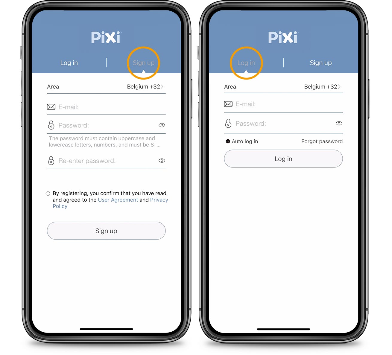 PIXI App Log in Sign up